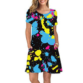 PAINT SPLATTER POCKET DRESS